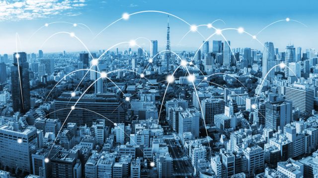 Nodes in a city's network.