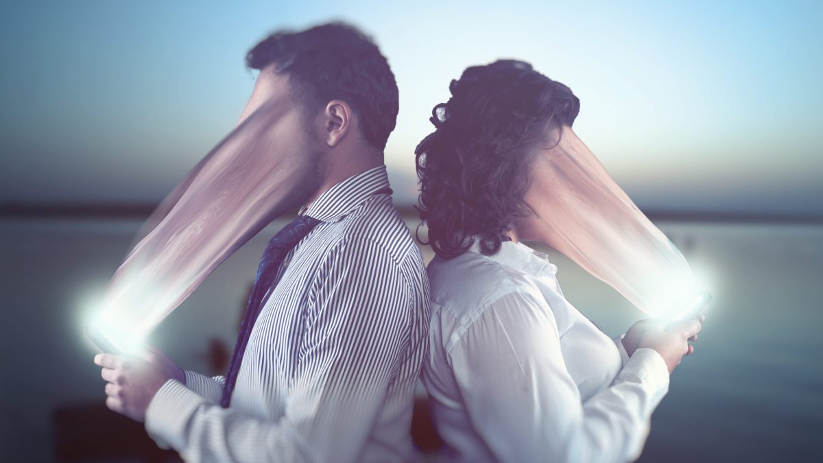 Faces absorbed by the users' smartphonee