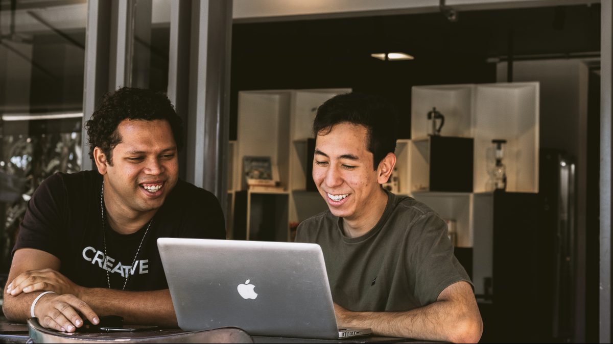 Two co-workers sitting together