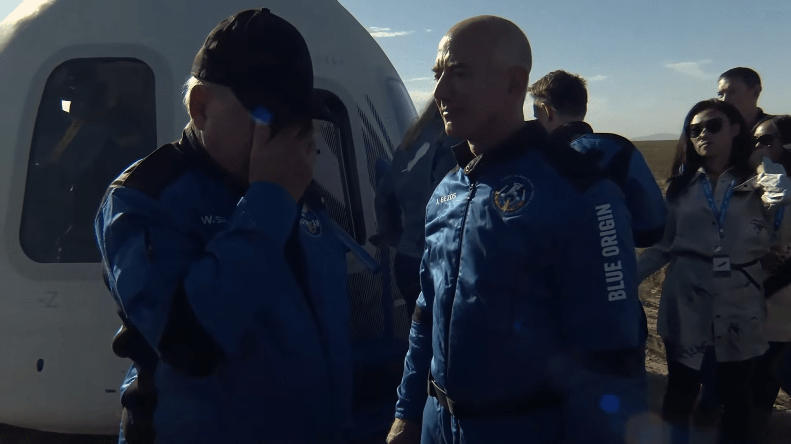After leaving the Blue Origin capsule, William Shatner expresses the awe he felt traveling into space.