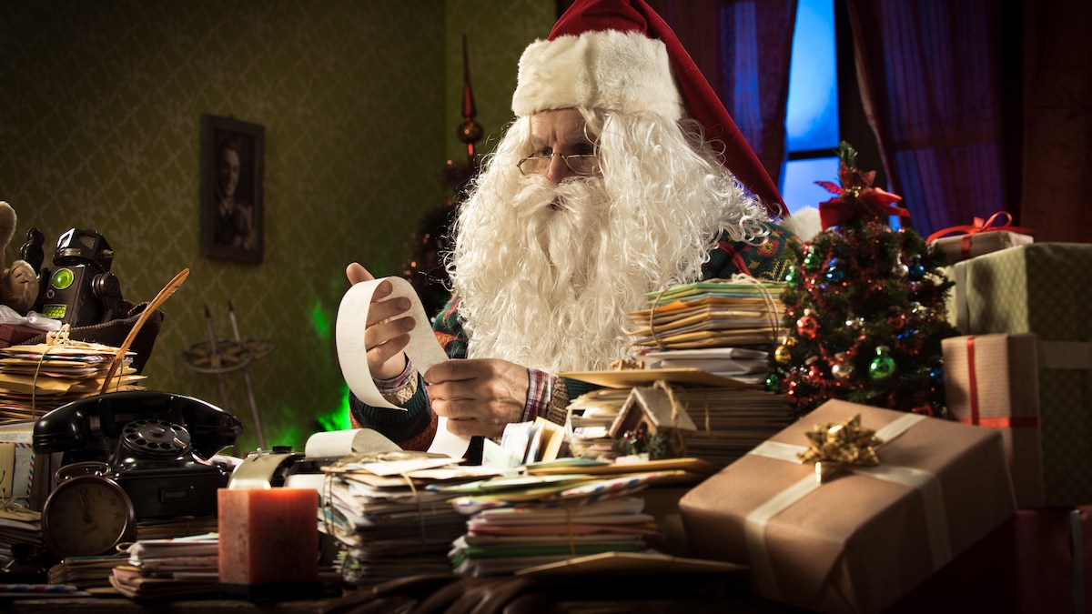 Santa Claus in his workshop