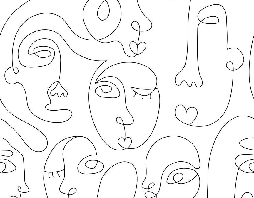One-line drawings of people's faces