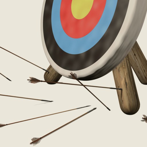A target with several arrows on the ground nearby and none hitting the bullseye, capturing the joy of being wrong.