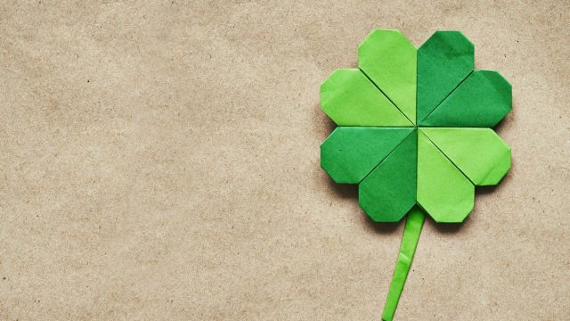 Green origami paper shamrock clover