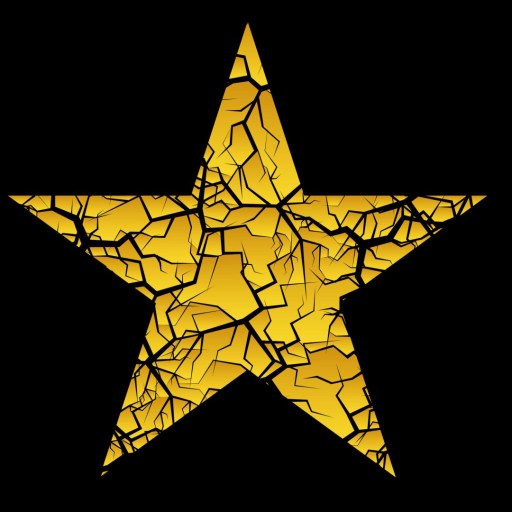 A gold star with fractures.
