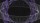 A circular pattern of overlapping purple and white spirals and loops appears against a black background.