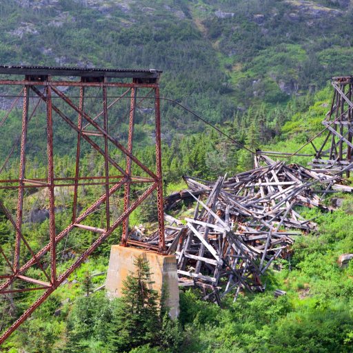 A railroad bridge collapse