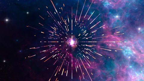 a star burst in the middle of the night sky.