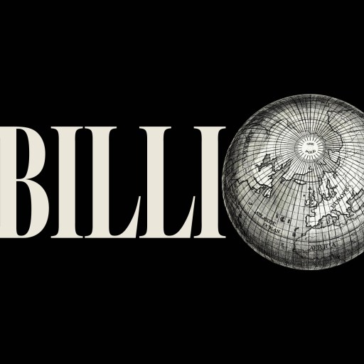 The text "8 BILLION" appears with an illustrated globe replacing the "O" in "BILLION" on a black background.