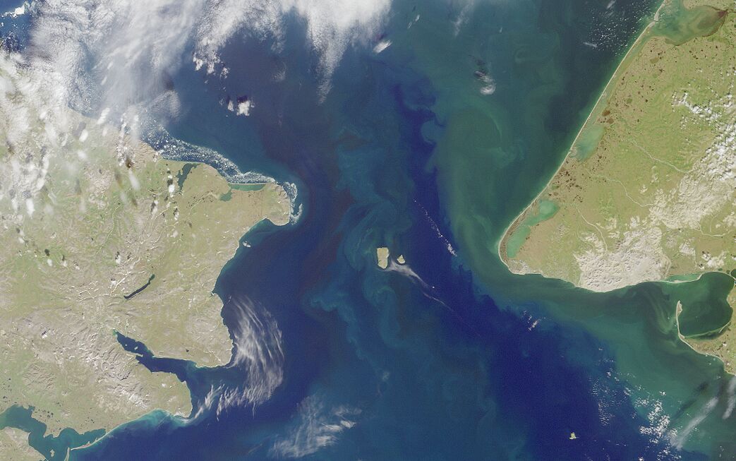 a satellite image of a body of water.