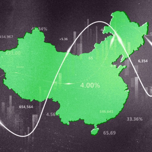 a green map of china on a black background.