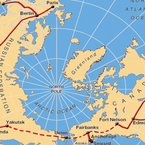 a map with a red line on it.