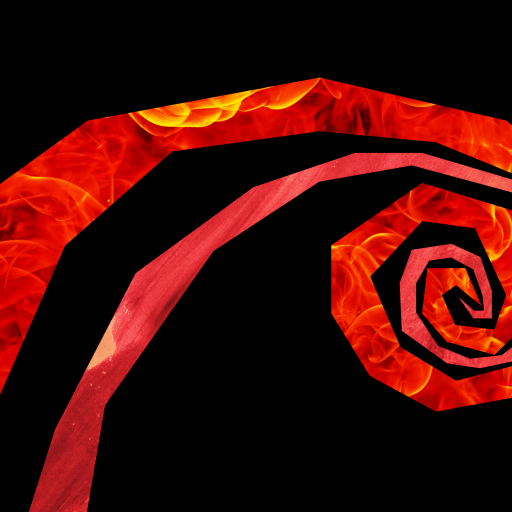 a red tie that is on fire on a black background.