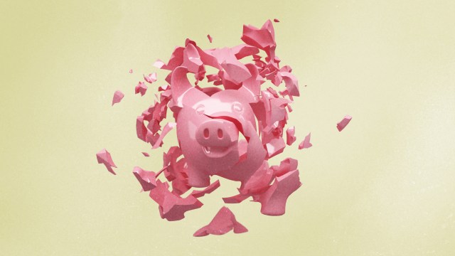 a pig that is flying through the air.