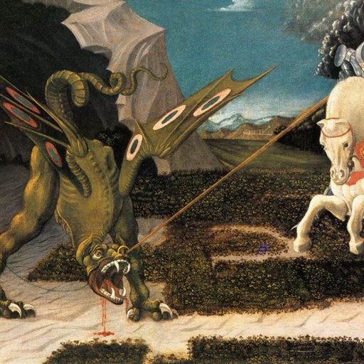 St. George and the Dragon as depicted in a 15th century painting