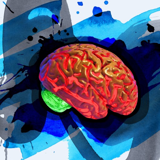 a painting of a brain on a white background.