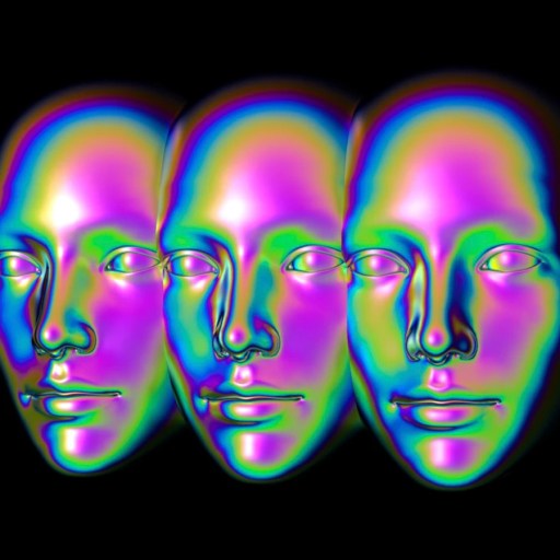 a group of people's faces with different colors.
