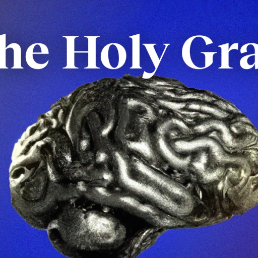 a close up of a brain on a blue background.