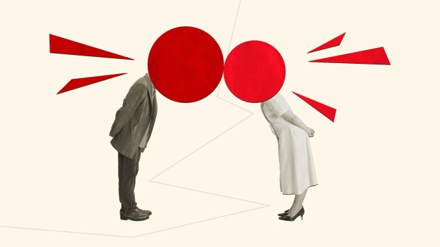 An abstract concept of a man and a woman arguing with each other.