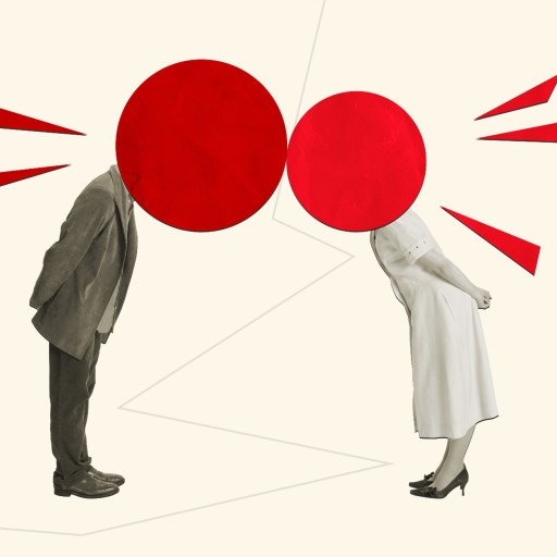 An abstract concept of a man and a woman arguing with each other.