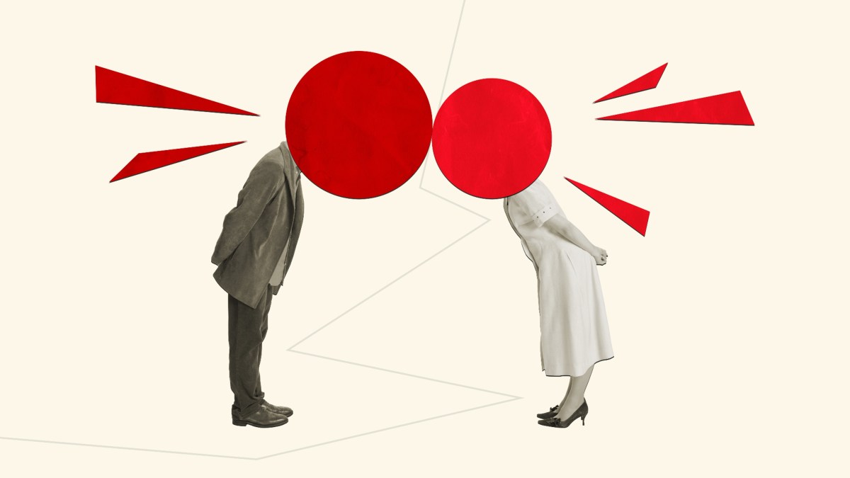 An abstract concept of a man and a woman arguing with each other.