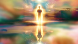 a person standing in the middle of a body of water.