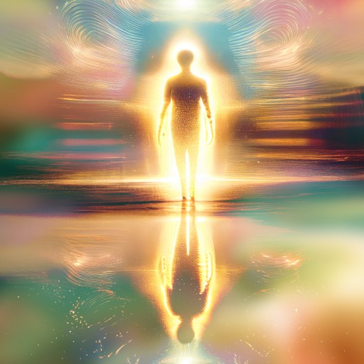 a person standing in the middle of a body of water.