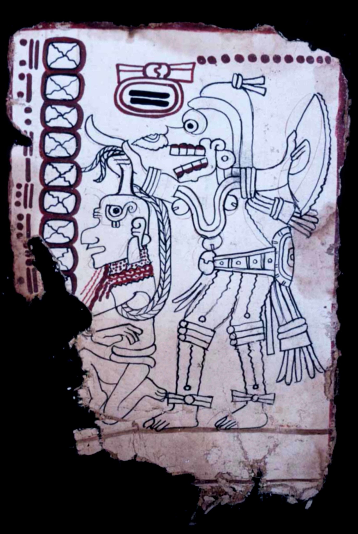 a painting on a piece of paper with a picture of a man and a woman.