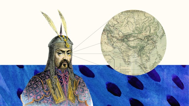 a drawing of a man wearing a helmet with a map in the background.