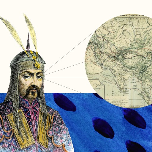 a drawing of a man wearing a helmet with a map in the background.