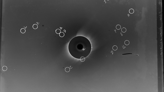images of stars that appeared during the 1900 solar eclipse