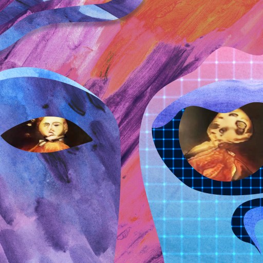 a painting of a man's face and a woman's head.