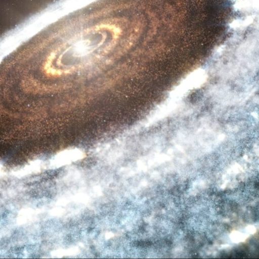 a very large spiral shaped object in the sky.