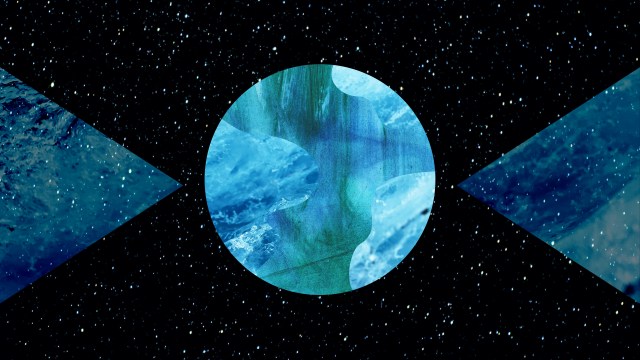 a picture of a blue planet with a black background.