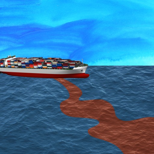 a painting of a boat floating in the ocean.