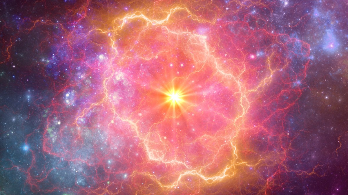 a bright star surrounded by stars in the sky.