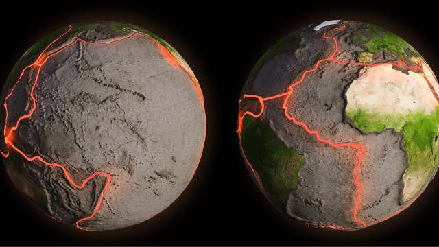 two views of the earth from different angles.