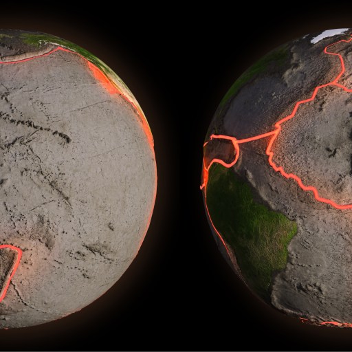 two views of the earth from different angles.