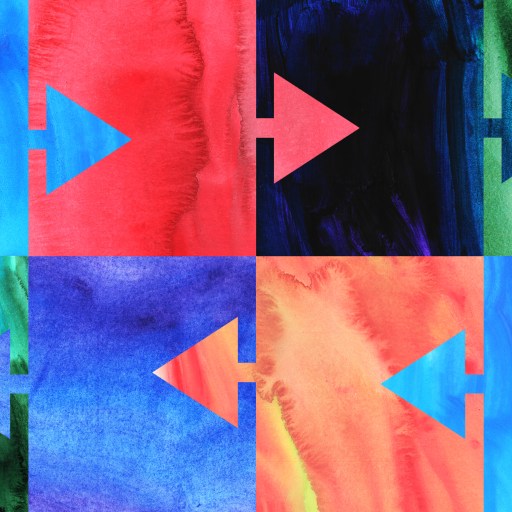 a painting of different colors with arrows painted on it.