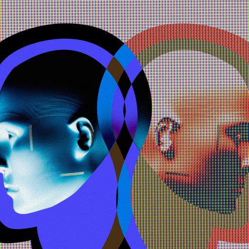 a couple of heads with different colors and shapes.