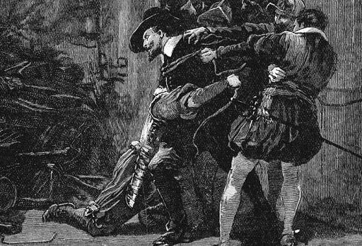 a black and white drawing of a man being hugged by another man.