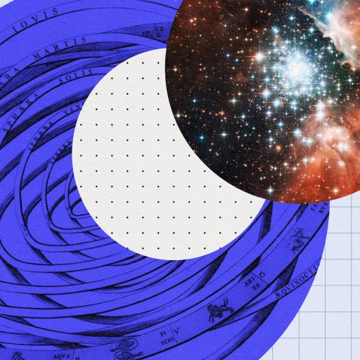 a drawing of a spiral with a space in the background.