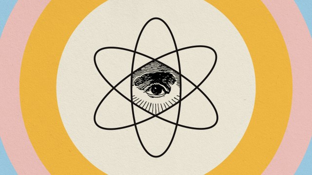 a drawing of an eye in a circle.