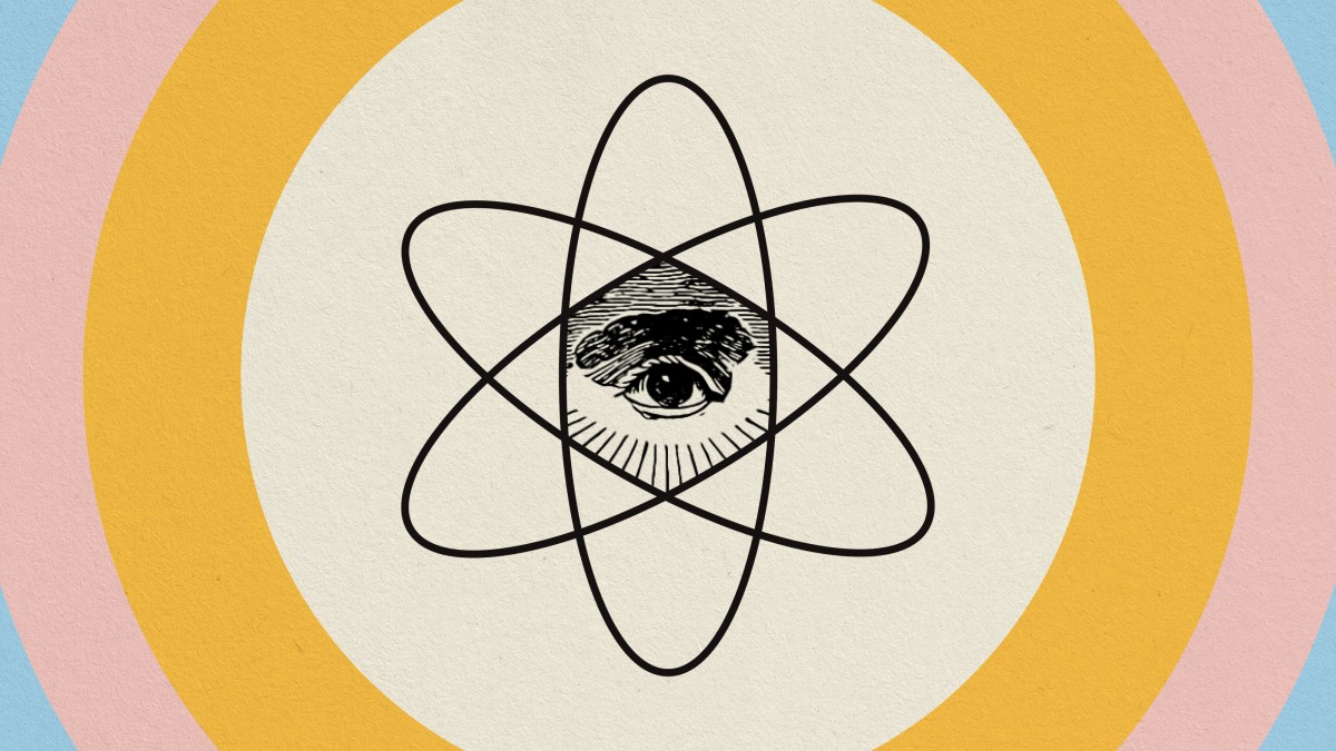 a drawing of an eye in a circle.