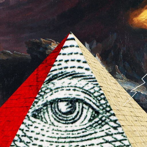 a painting of a triangle with an eye in it.