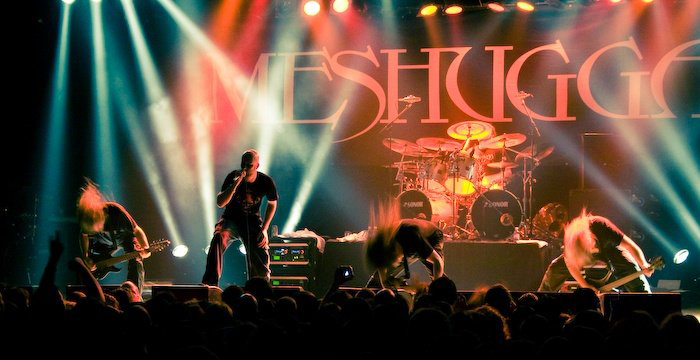 A group of people on stage at a concert.