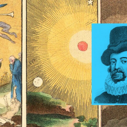 a picture of a man with a hat and a tarot card.