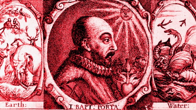 A red and white illustration of a man and a woman, both portrayed as code-making geniuses.