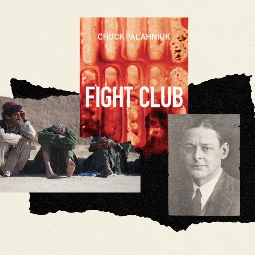 A collage of photos featuring the unconventional "Fight Club" book narrated in second person.