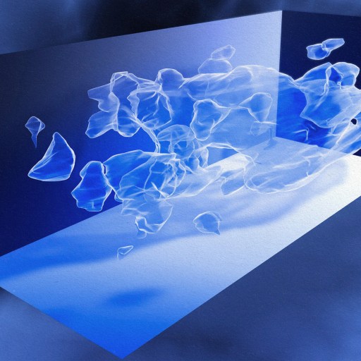 An image of a blue object in a blue box depicting axions.